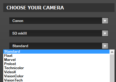 apply camera profile to lightzone